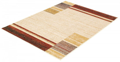 Tapis Aya ivoire-rouge - 2,39 m x 3,10 m | D2C44CUM