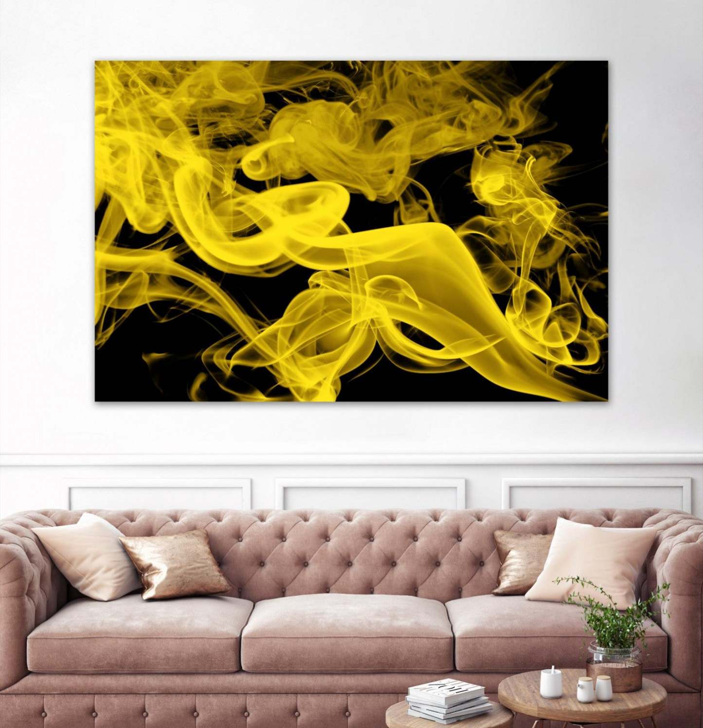 Œuvre d'art murale géante « Yellow Smoke » 72 x 48