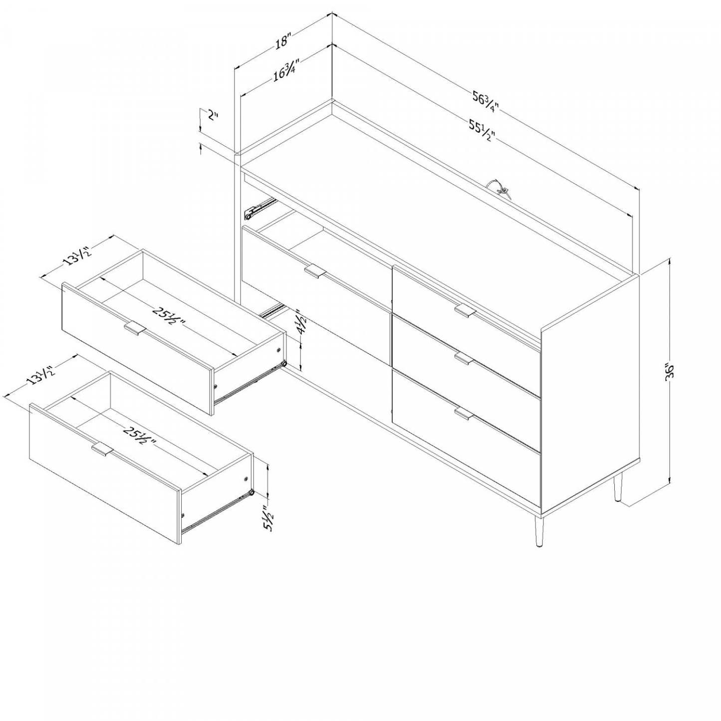 Commode Hype 6 tiroirs - Chêne noir|Commode Hype à 6 tiroirs - chêne noir