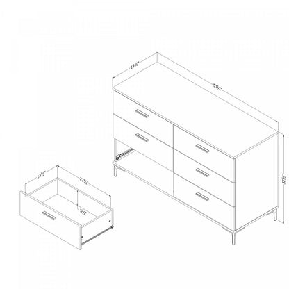 Commode 6 tiroirs Musano - Noyer naturel|Commode Musano à 6 tiroirs - noyer naturel