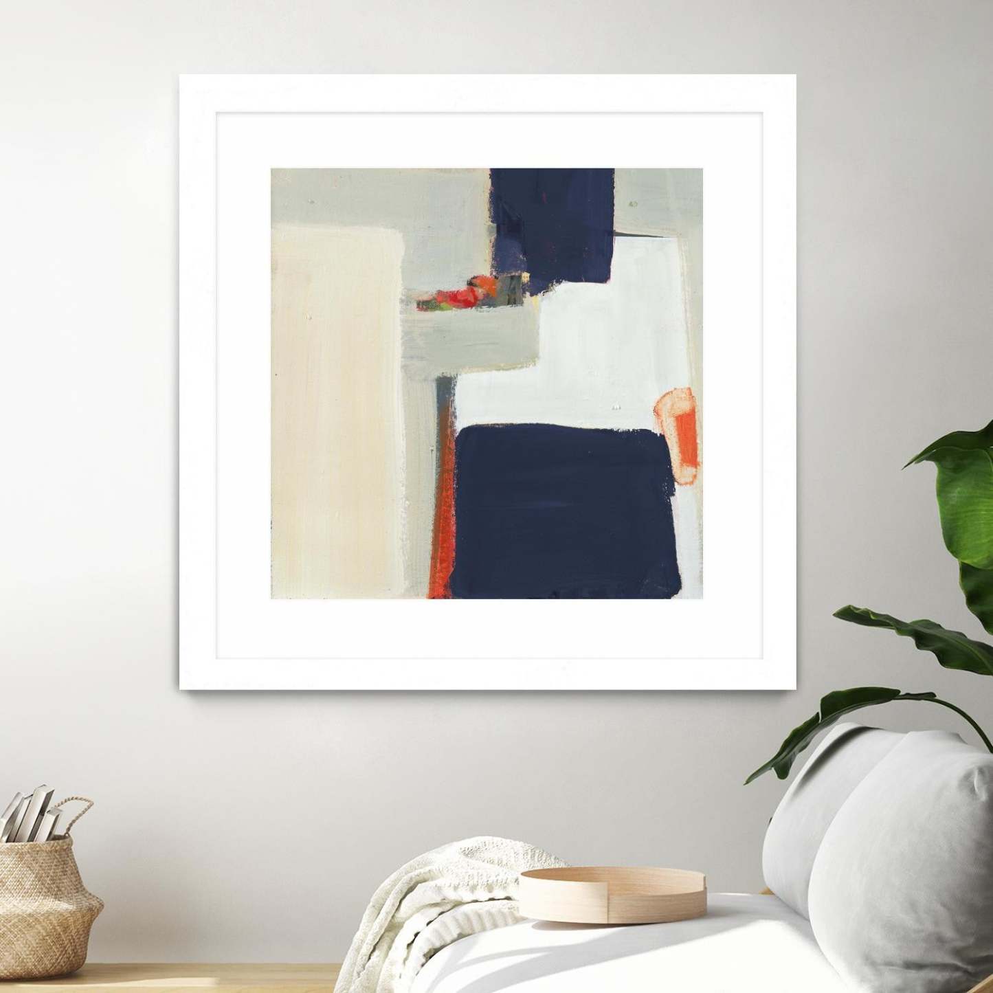 Bay Bridge V1 Matted and Framed White 36x36 Wall Art|Œuvre d’art murale encadrée blanche et mate « Bay Bridge V1 » 36 x 36