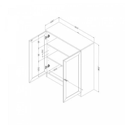 Armoires d'appoint à 2 portes avec étagères Arum - Chêne blanchi | Armoires décoratives Arum à 2 portes avec tablettes - chêne blanc