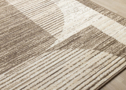 Forte Brown Beige Cream Abstract Geometric Design Area Rug - 5'3 x 7'5|Tapis Forte brun, beige et crème à motif géométrique abstrait - 5 pi 3 po x 7 pi 5 po
