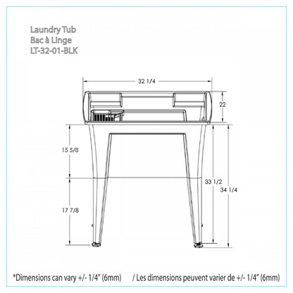 Tewel Laundry Tub Accent Cabinet - Black|Armoire d'appoint Tewel avec cuve pour la buanderie - noire