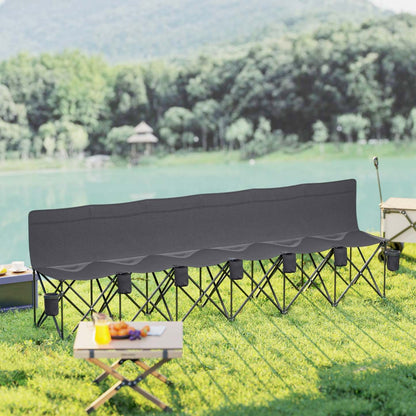 Chaise de camping pliante 6 places Outsunny avec porte-gobelet pour le camping, gris foncé