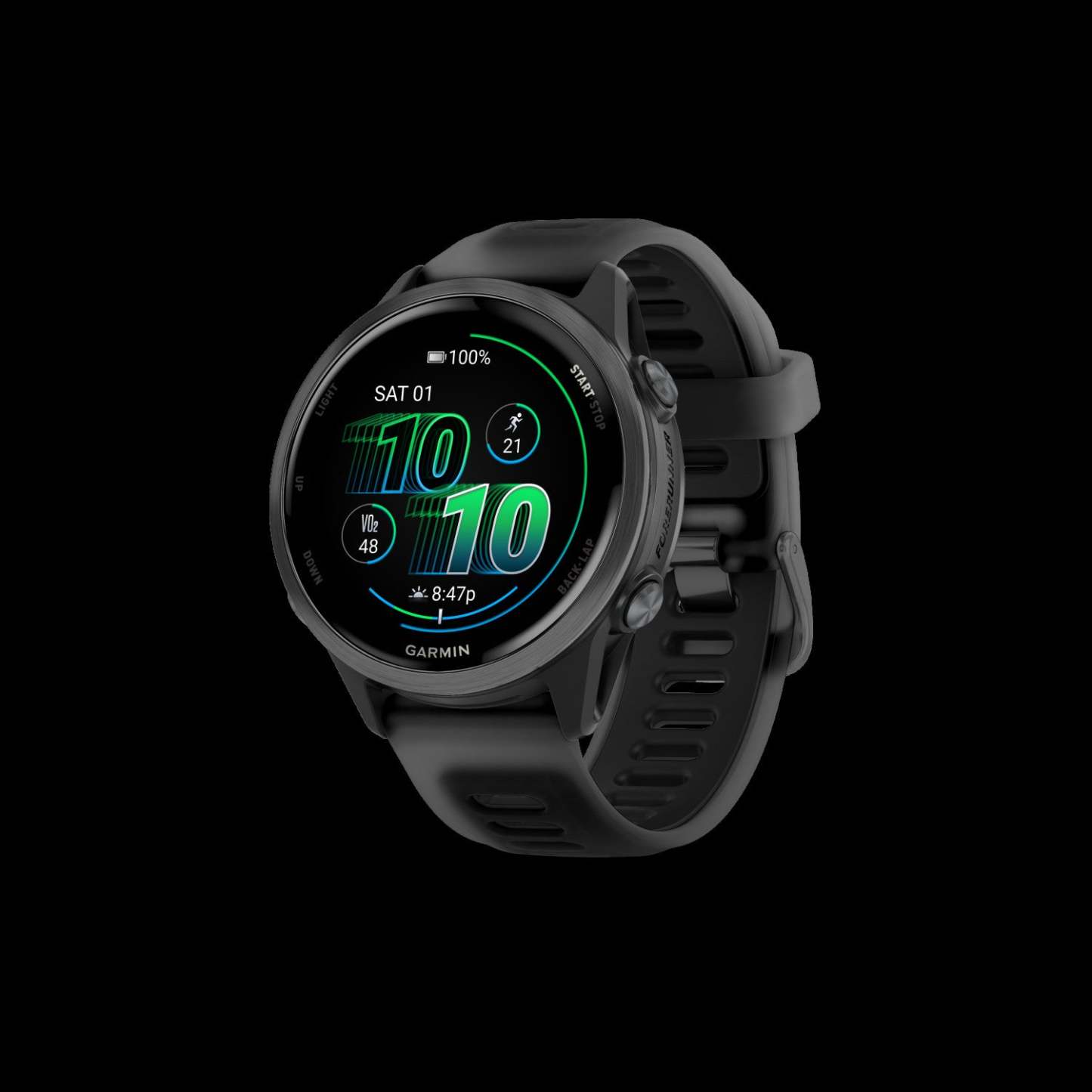 Montre intelligente Garmin Forerunner 570 42 mm, Amoled, Aluminium gris ardoise, Noir, Suivi de fitness GPS, Course, Triathlon, Autonomie de 10 jours