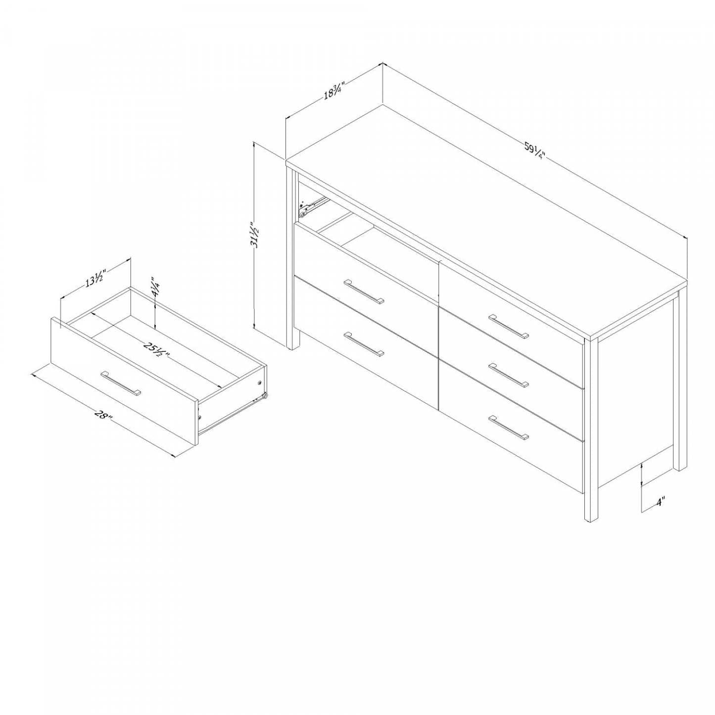 Commode 6 Tiroirs Munich - Blanc Et Orme Doux | Commode Munich 6 Tiroirs - Blanc Et Orme Naturel