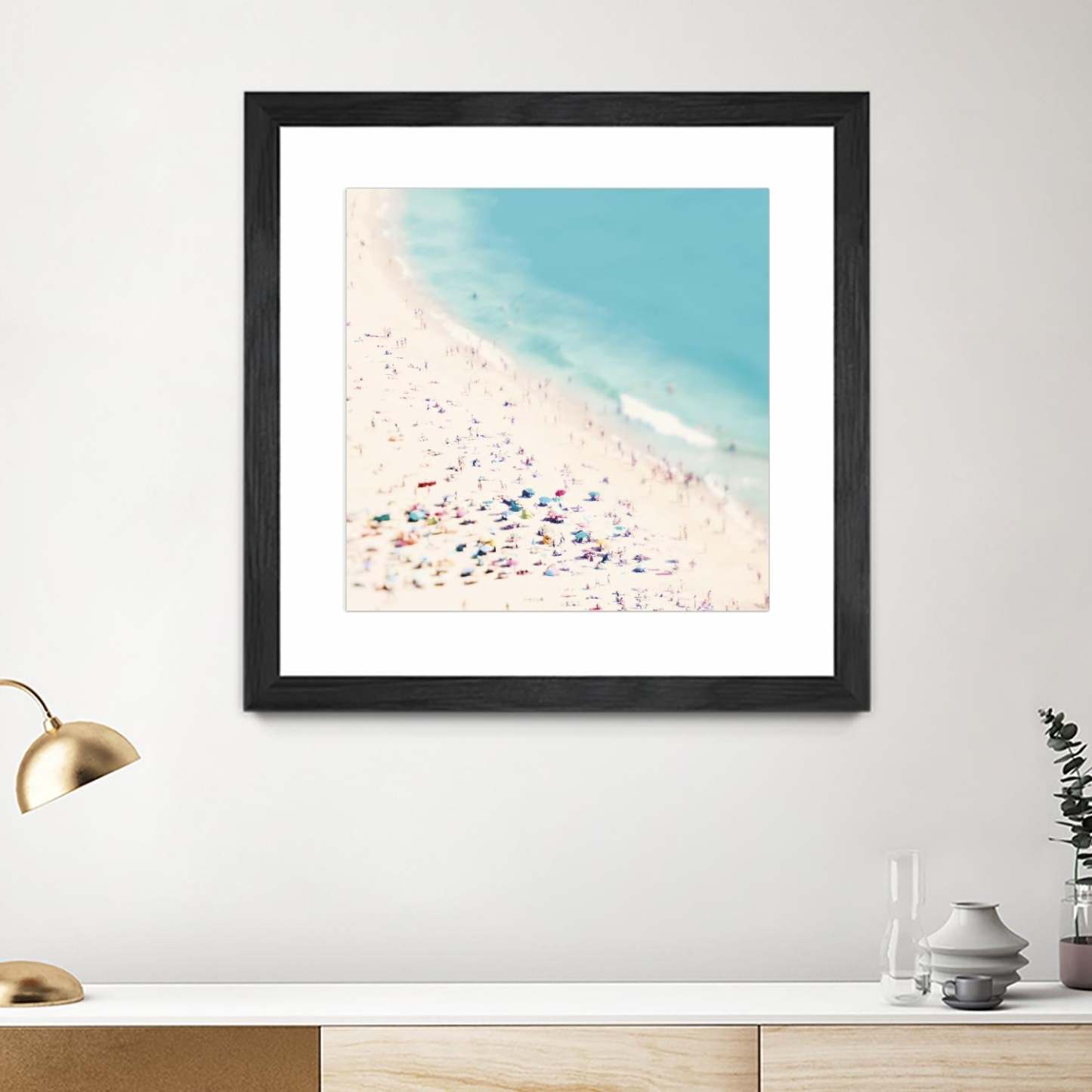 Beach Love Matted and Framed Black 36x36 Wall Art|Œuvre d’art murale encadrée noire et mate « Beach Love » 36 x 36