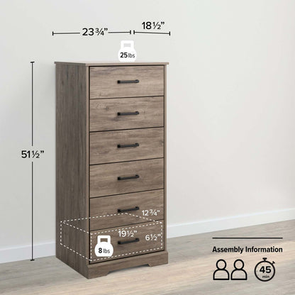 Prepac Rustic Ridge 23.75 6-Drawer Chest - Brown|Commode verticale Rustic Ridge de Prepac de 23,75 po à 6 tiroirs - brune