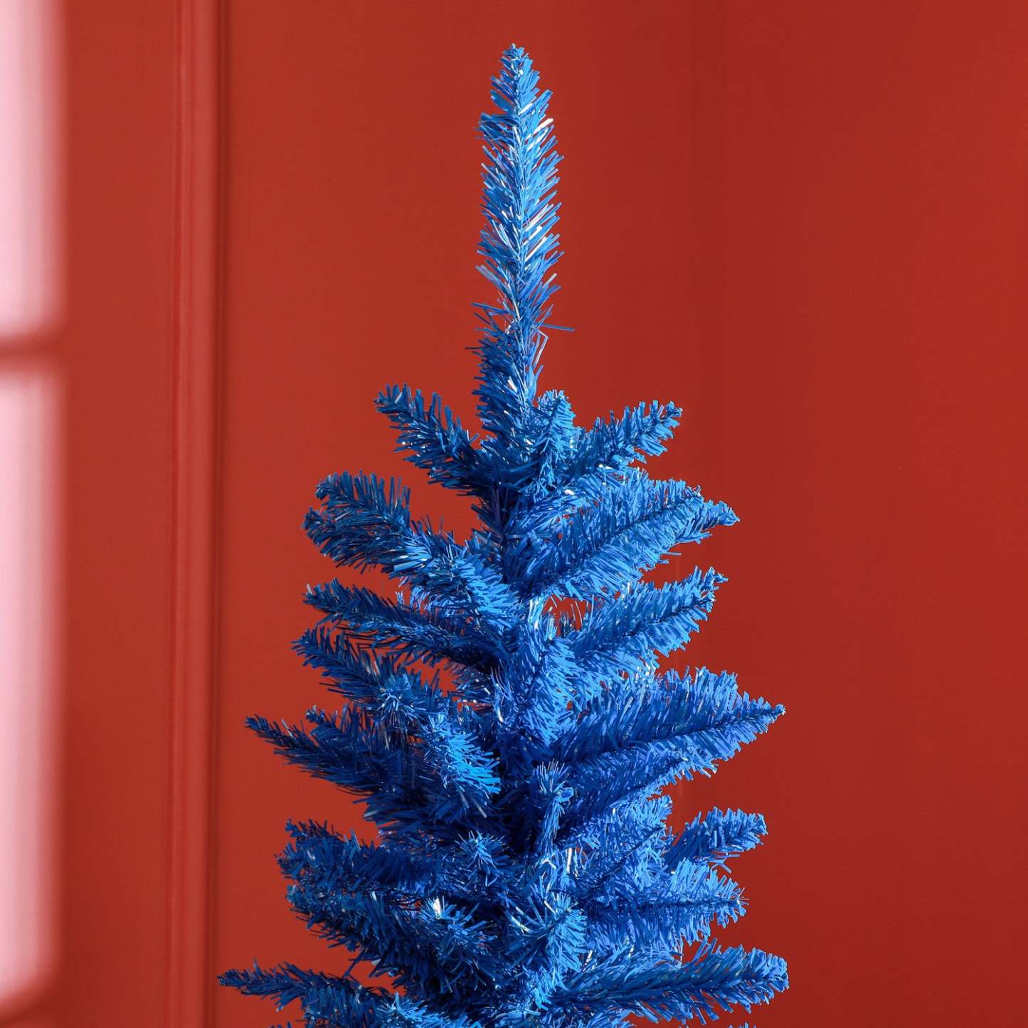 Homcom Sapin de Noël artificiel en forme de crayon de 2,1 m avec branches réalistes | Homcom Sapin de Noël Artificiel Fin, Sapin de Noël Crayon, Bleu Profond