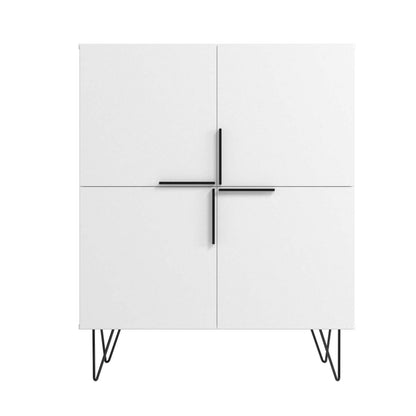 Manhattan Comfort Beekman Low 4-Shelf Accent Cabinet - Blanc|Petite armoire décorative Beekman de Manhattan Comfort avec 4 tablettes - blanche