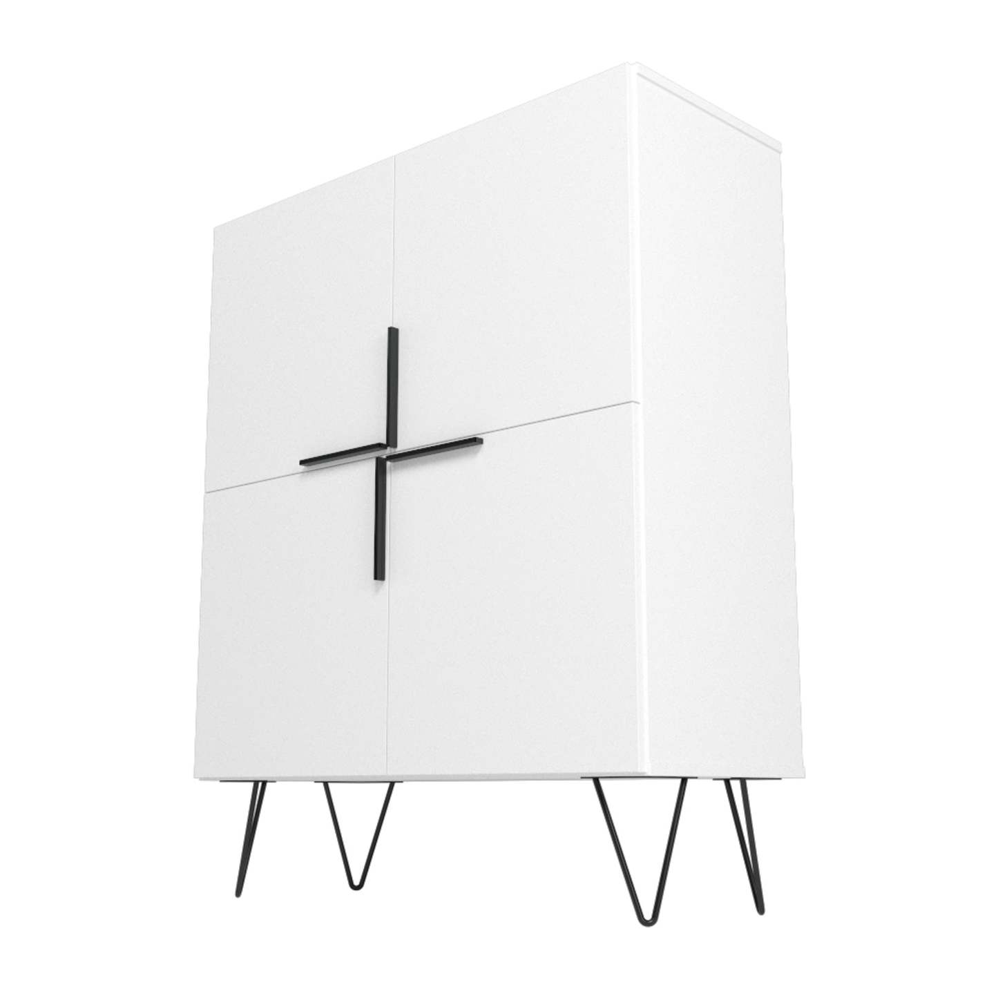 Manhattan Comfort Beekman Low 4-Shelf Accent Cabinet - Blanc|Petite armoire décorative Beekman de Manhattan Comfort avec 4 tablettes - blanche
