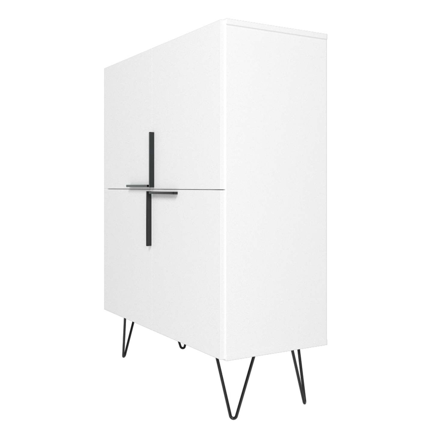Manhattan Comfort Beekman Low 4-Shelf Accent Cabinet - Blanc|Petite armoire décorative Beekman de Manhattan Comfort avec 4 tablettes - blanche