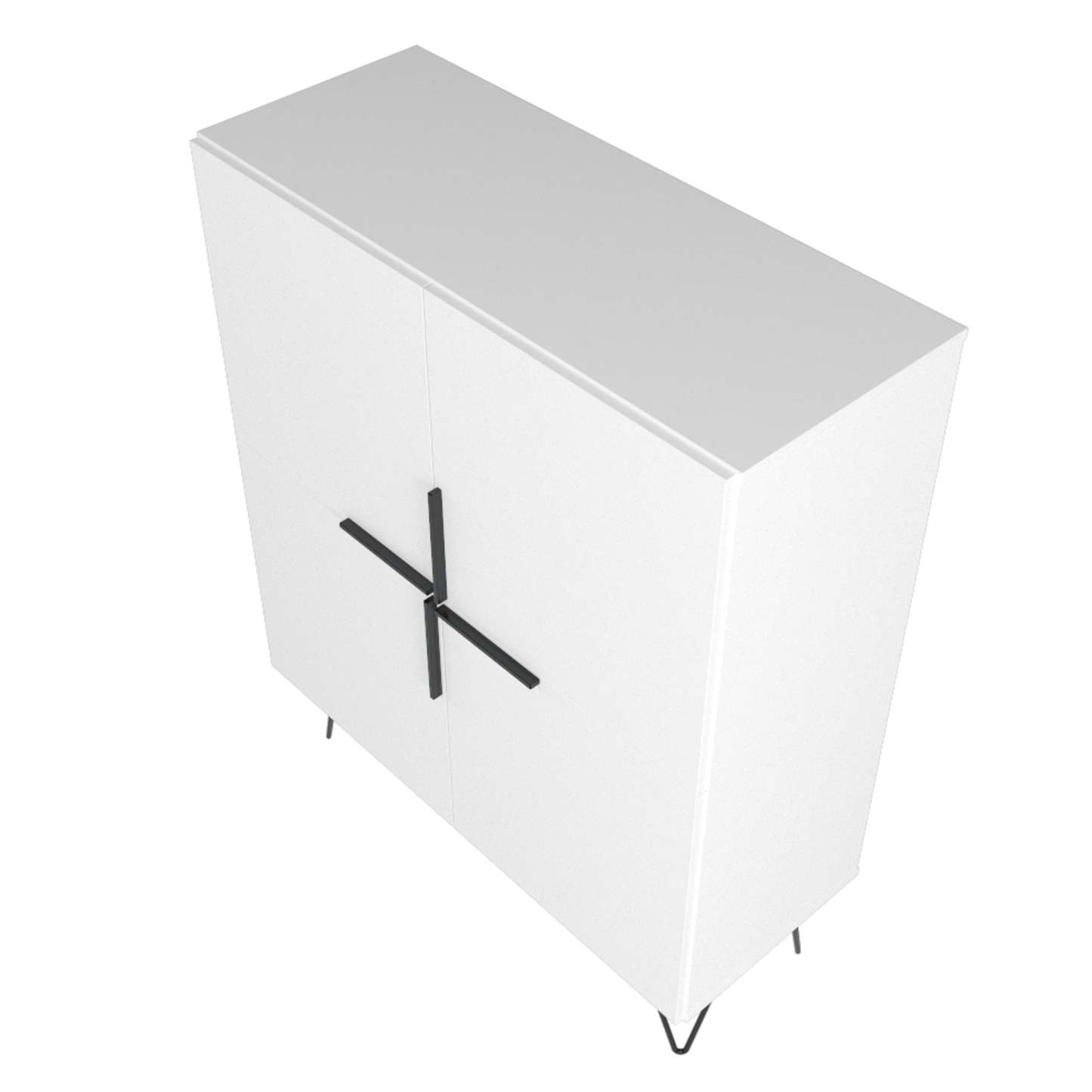 Manhattan Comfort Beekman Low 4-Shelf Accent Cabinet - Blanc|Petite armoire décorative Beekman de Manhattan Comfort avec 4 tablettes - blanche