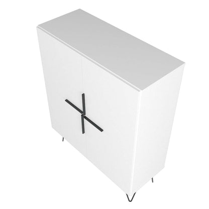 Manhattan Comfort Beekman Low 4-Shelf Accent Cabinet - Blanc|Petite armoire décorative Beekman de Manhattan Comfort avec 4 tablettes - blanche