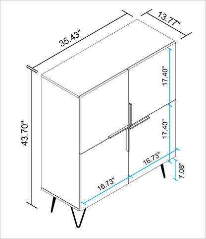 Manhattan Comfort Beekman Low 4-Shelf Accent Cabinet - Brown &amp; Pink Accent Cabinet|Petite armoire décorative Beekman de Manhattan Comfort avec 4 tablettes - brune et rose