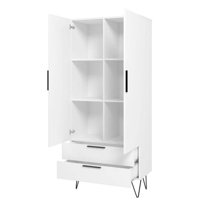 Manhattan Comfort Beekman 6-Shelf Accent Cabinet - Blanc|Armoire décorative Beekman de Manhattan Comfort avec 6 tablettes - blanche