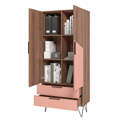 Manhattan Comfort Beekman 6-Shelf Accent Cabinet - Brun &amp; Rose|Armoire décorative Beekman de Manhattan Comfort avec 6 tablettes - brune et rose
