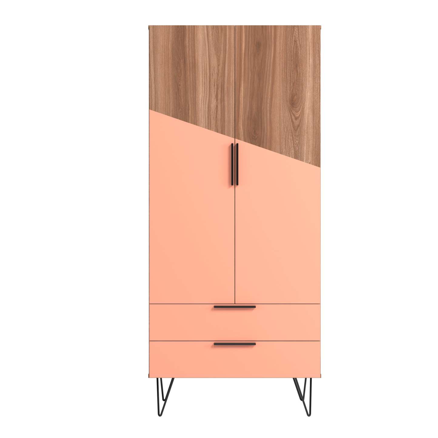 Manhattan Comfort Beekman 6-Shelf Accent Cabinet - Brun &amp; Rose|Armoire décorative Beekman de Manhattan Comfort avec 6 tablettes - brune et rose