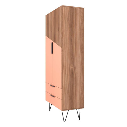 Manhattan Comfort Beekman 6-Shelf Accent Cabinet - Brun &amp; Rose|Armoire décorative Beekman de Manhattan Comfort avec 6 tablettes - brune et rose