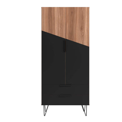 Manhattan Comfort Beekman 6-Shelf Accent Cabinet - Brown &amp; Black|Armoire décorative Beekman de Manhattan Comfort avec 6 tablettes - brune et noire