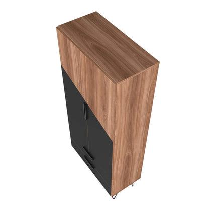 Manhattan Comfort Beekman 6-Shelf Accent Cabinet - Brown &amp; Black|Armoire décorative Beekman de Manhattan Comfort avec 6 tablettes - brune et noire