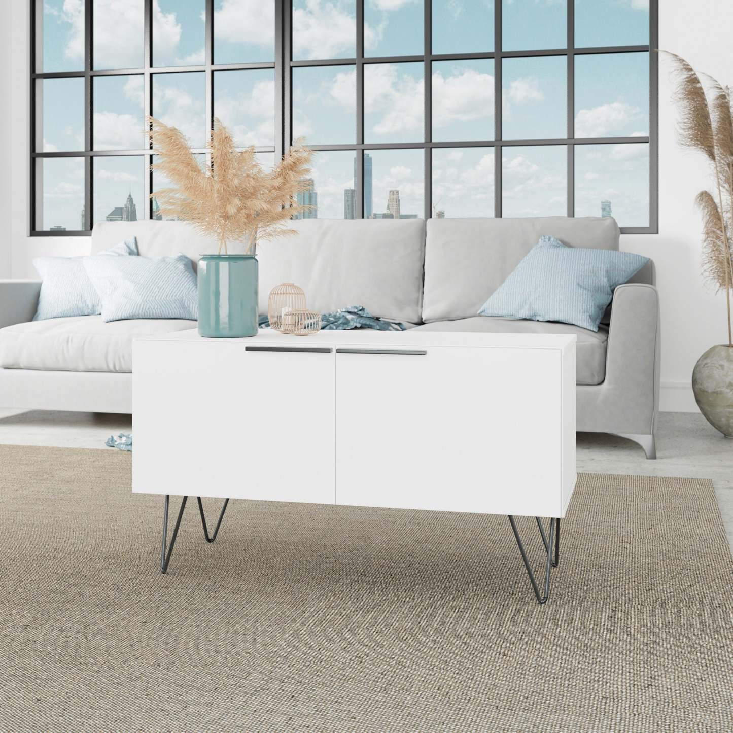 Manhattan Comfort Beekman 2-Shelf Accent Cabinet - Blanc|Armoire décorative Beekman de Manhattan Comfort avec 2 tablettes - blanche