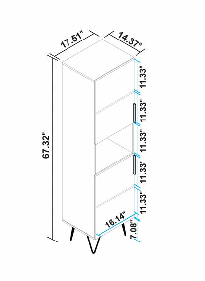 Manhattan Comfort Beekman 17.51 ​​Narrow Library Cabinet with 5 Shelves - Blanc|Armoire bibliothèque étroite Beekman de Manhattan Comfort de 17,51 po avec 5 tablettes - blanche