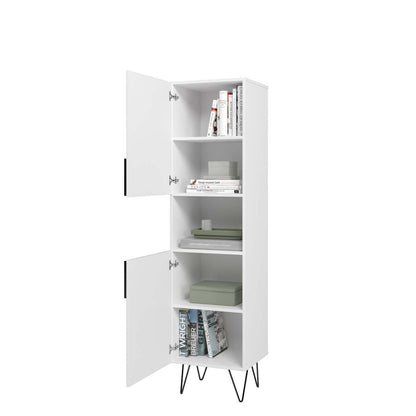 Manhattan Comfort Beekman 17.51 ​​Narrow Library Cabinet with 5 Shelves - Blanc|Armoire bibliothèque étroite Beekman de Manhattan Comfort de 17,51 po avec 5 tablettes - blanche