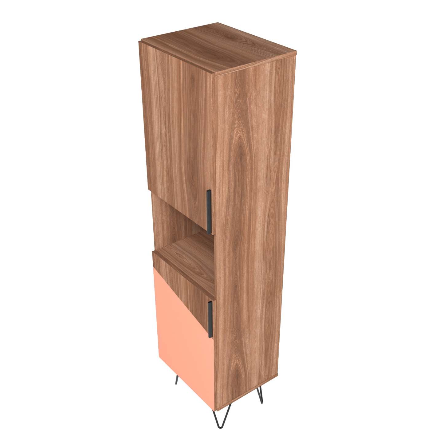 Manhattan Comfort Beekman 17.51 ​​Narrow Library Cabinet with 5 Shelves - Brown &amp; Pink|Armoire bibliothèque étroite Beekman de Manhattan Comfort de 17,51 po avec 5 tablettes - brune et rose