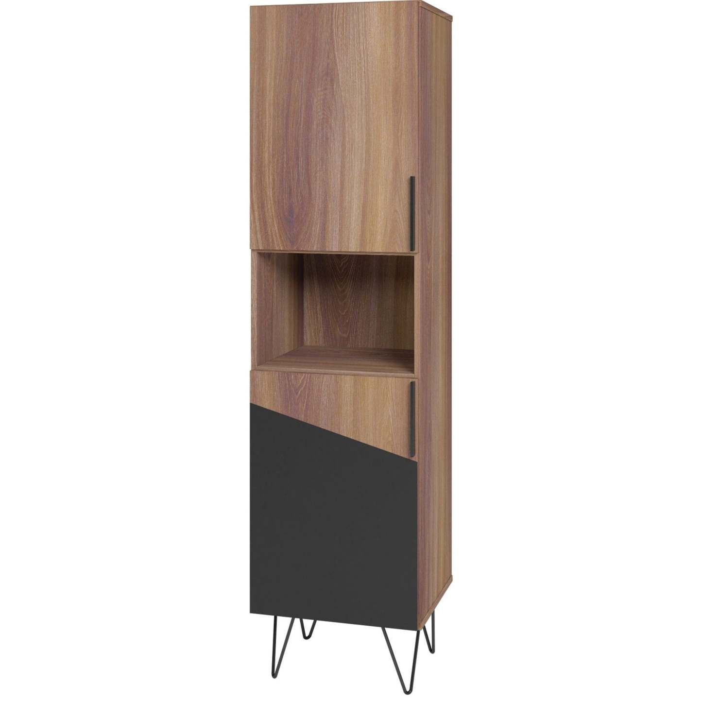 Manhattan Comfort Beekman 17.51 ​​Narrow Library Cabinet with 5 Shelves - Brown &amp; Black|Armoire bibliothèque étroite Beekman de Manhattan Comfort de 17,51 po avec 5 tablettes - brune et noire