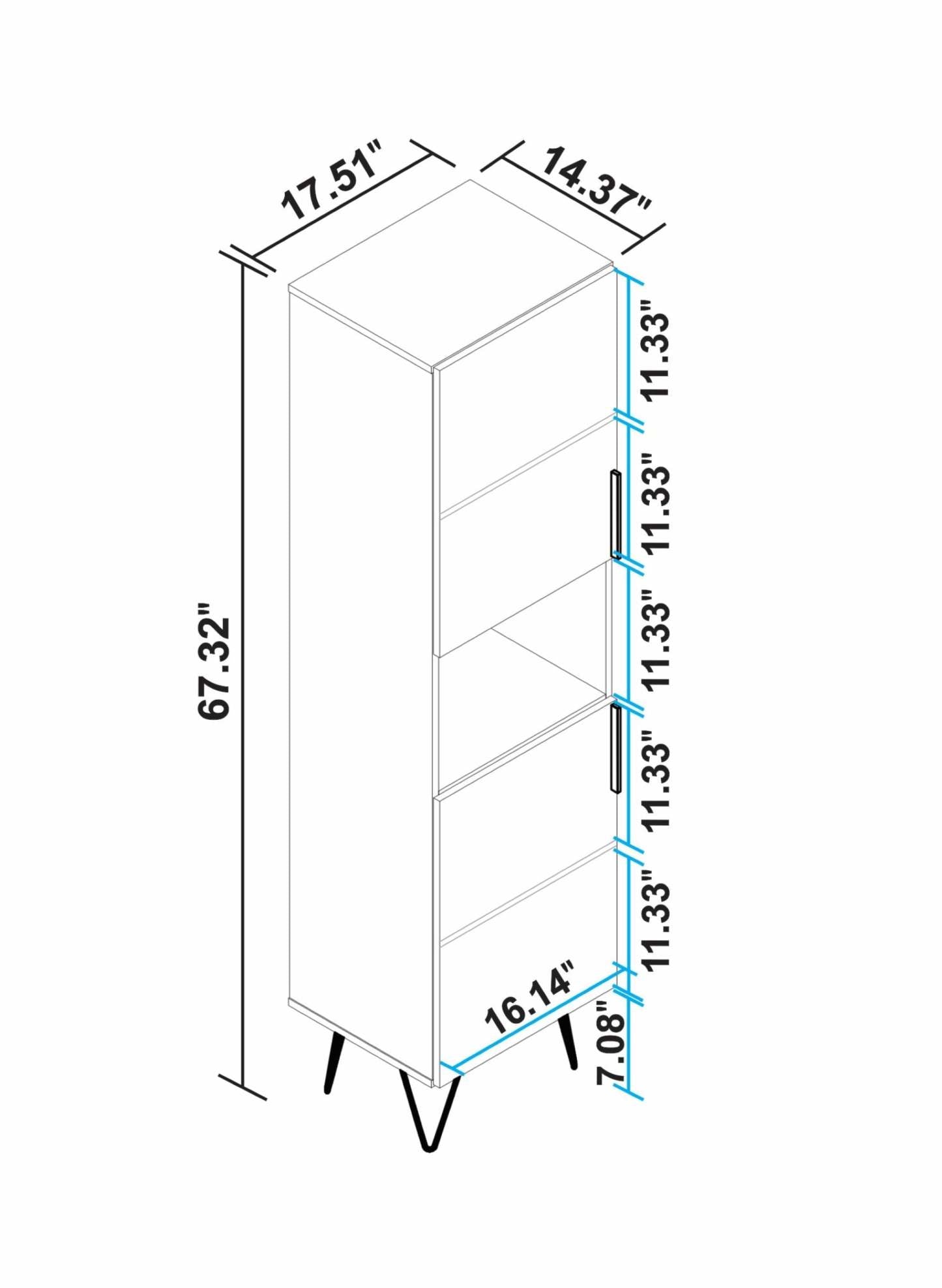 Manhattan Comfort Beekman 17.51 ​​Narrow Library Cabinet with 5 Shelves - Brown &amp; Black|Armoire bibliothèque étroite Beekman de Manhattan Comfort de 17,51 po avec 5 tablettes - brune et noire