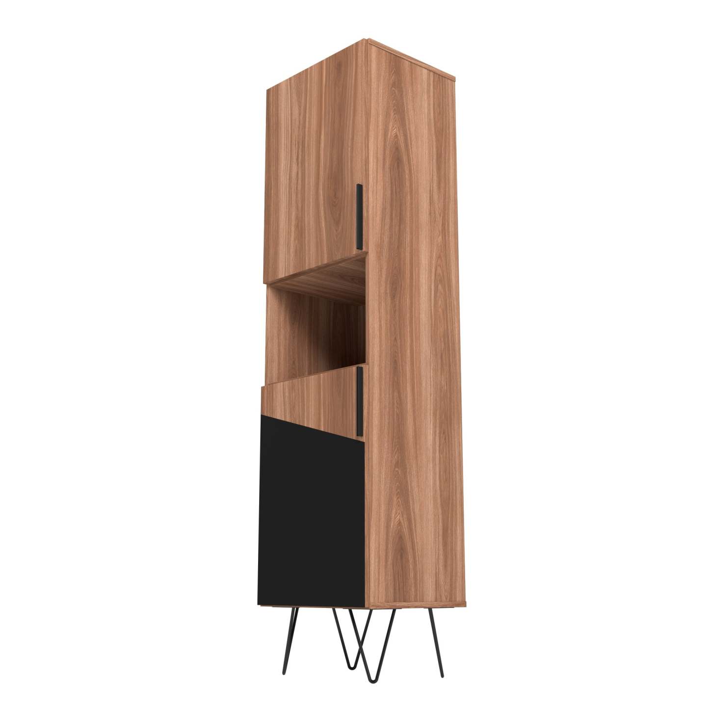Manhattan Comfort Beekman 17.51 ​​Narrow Library Cabinet with 5 Shelves - Brown &amp; Black|Armoire bibliothèque étroite Beekman de Manhattan Comfort de 17,51 po avec 5 tablettes - brune et noire