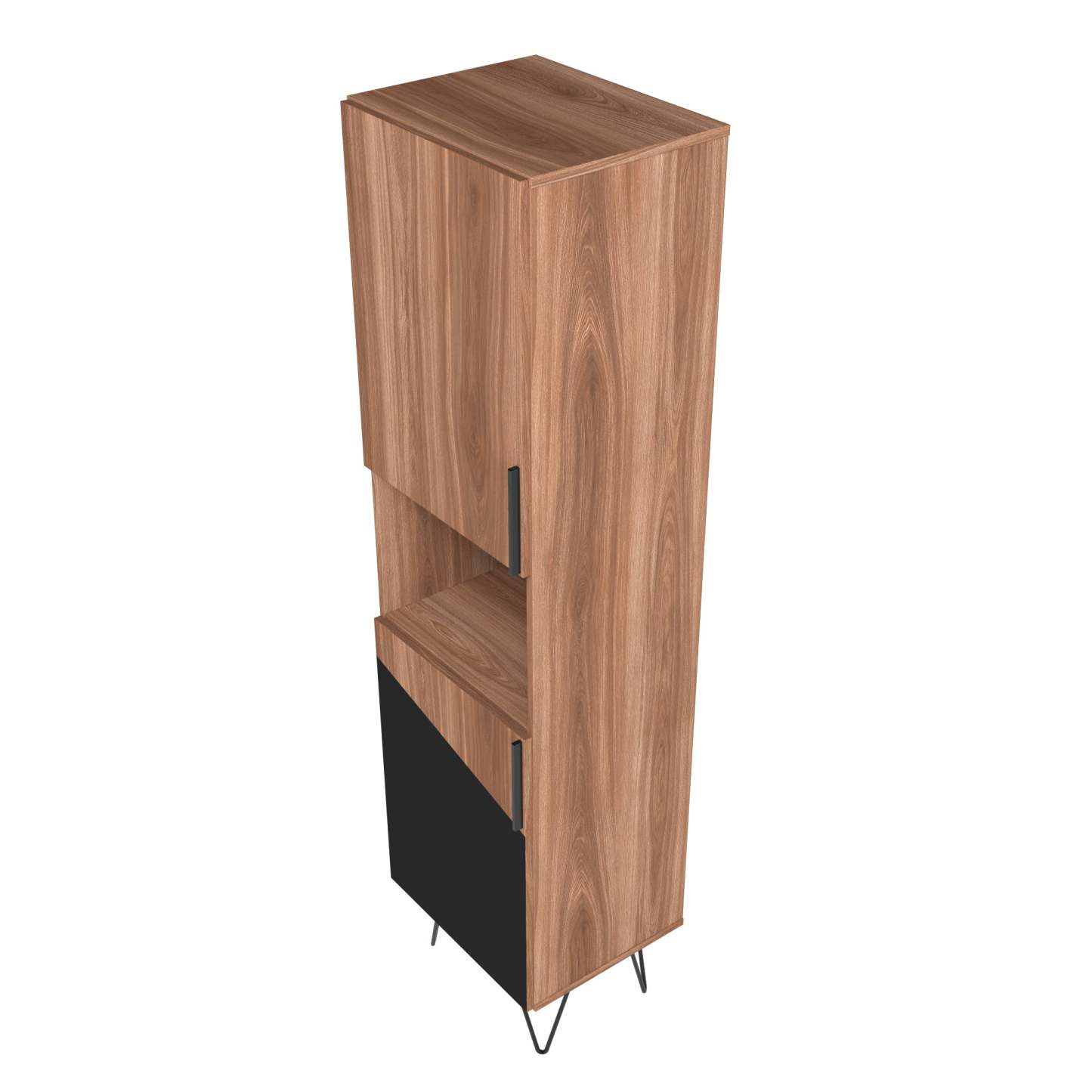 Manhattan Comfort Beekman 17.51 ​​Narrow Library Cabinet with 5 Shelves - Brown &amp; Black|Armoire bibliothèque étroite Beekman de Manhattan Comfort de 17,51 po avec 5 tablettes - brune et noire