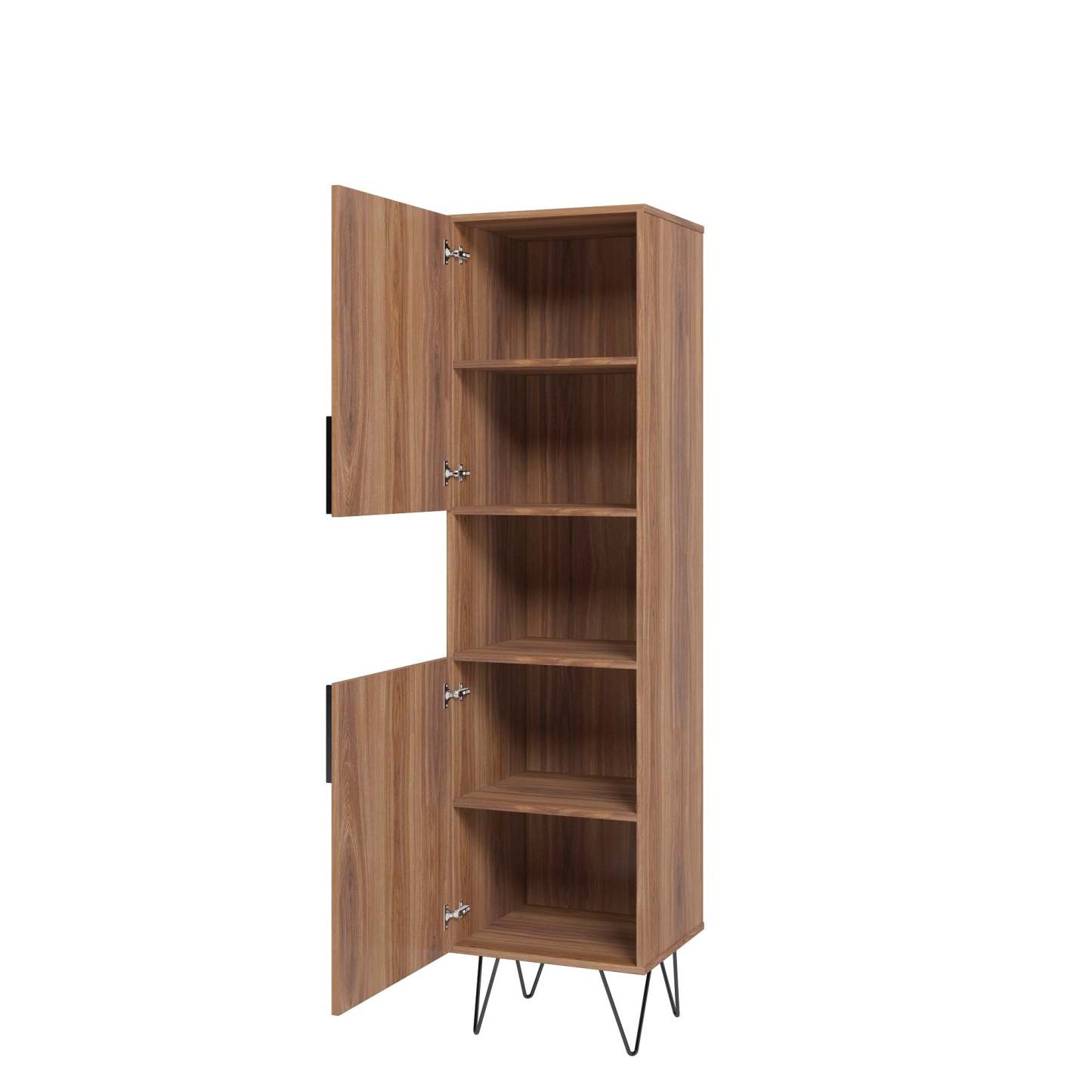 Manhattan Comfort Beekman 17.51 ​​Narrow Library Cabinet with 5 Shelves - Brown &amp; Black|Armoire bibliothèque étroite Beekman de Manhattan Comfort de 17,51 po avec 5 tablettes - brune et noire