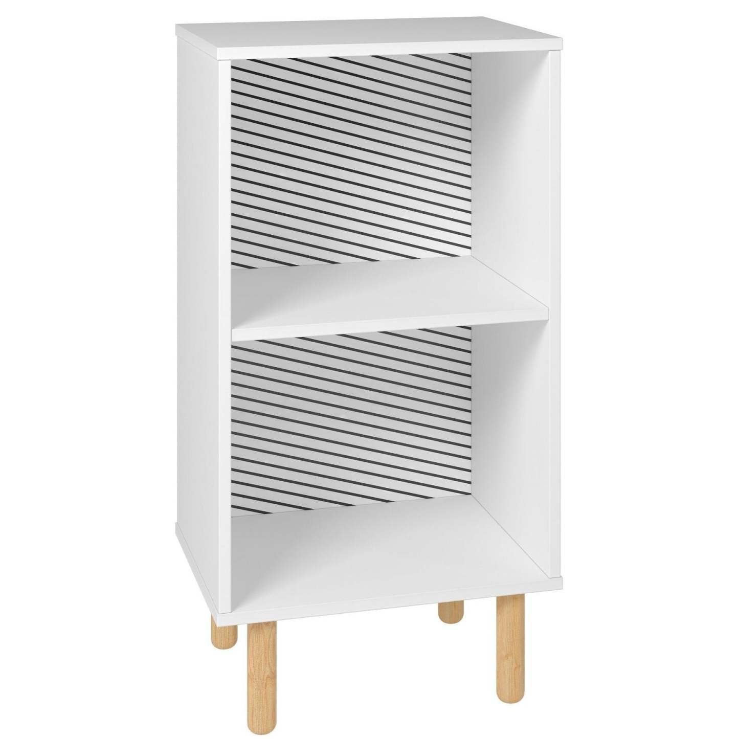 Manhattan Comfort Essex Nightstand with 2 Shelves - Blanc &amp; Zebra|Table de nuit Essex de Manhattan Comfort avec 2 tablettes - blanche et motif zébré