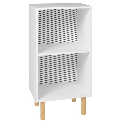 Manhattan Comfort Essex Nightstand with 2 Shelves - Blanc &amp; Zebra|Table de nuit Essex de Manhattan Comfort avec 2 tablettes - blanche et motif zébré