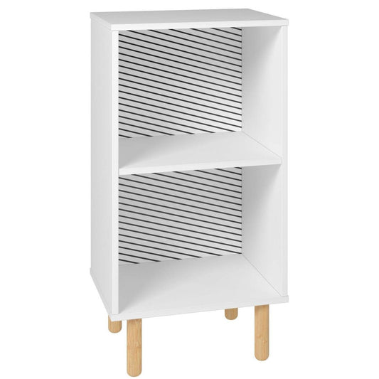 Manhattan Comfort Essex Nightstand with 2 Shelves - Blanc &amp; Zebra|Table de nuit Essex de Manhattan Comfort avec 2 tablettes - blanche et motif zébré