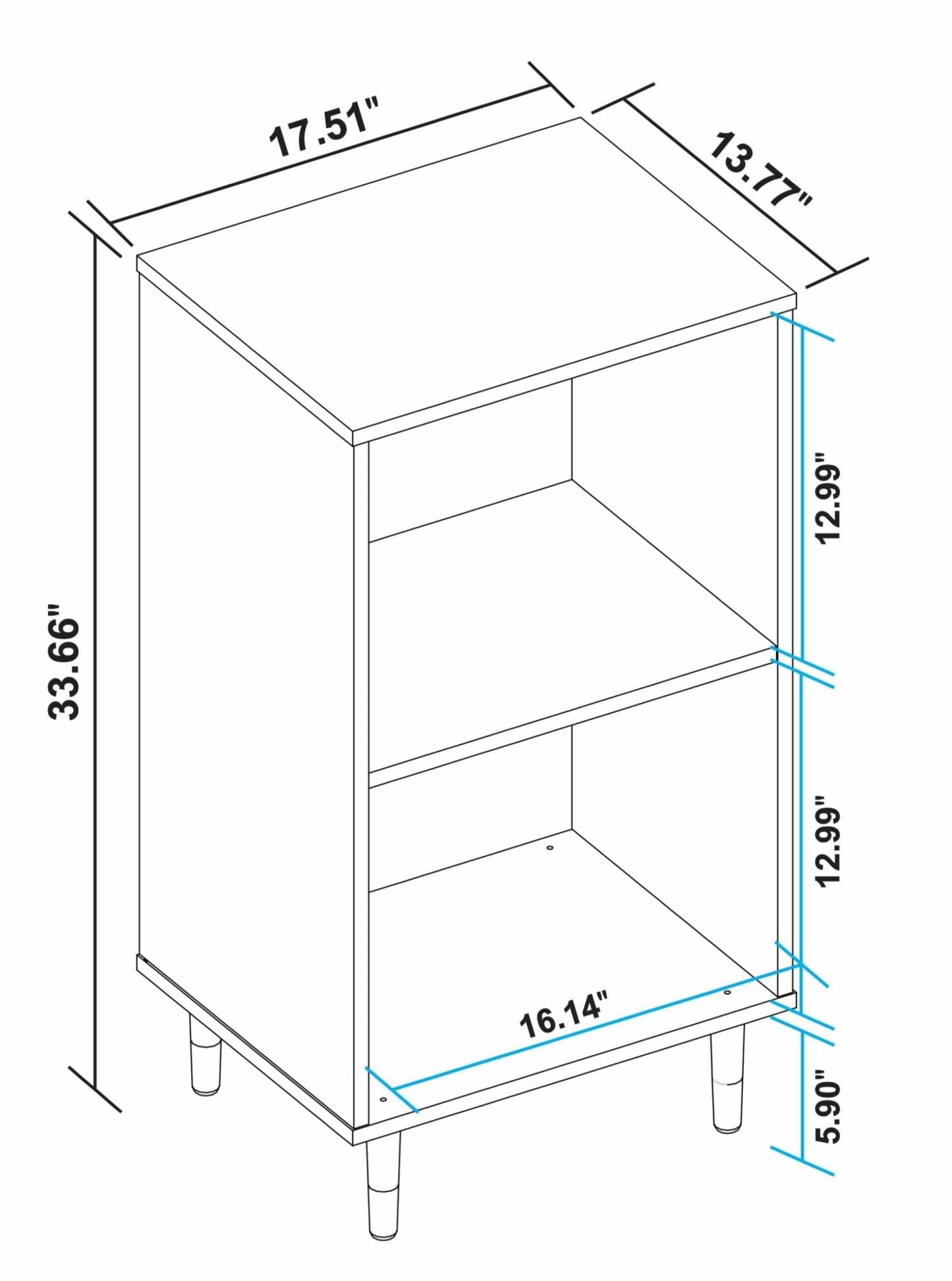 Manhattan Comfort Essex Nightstand with 2 Shelves - Blanc &amp; Zebra|Table de nuit Essex de Manhattan Comfort avec 2 tablettes - blanche et motif zébré