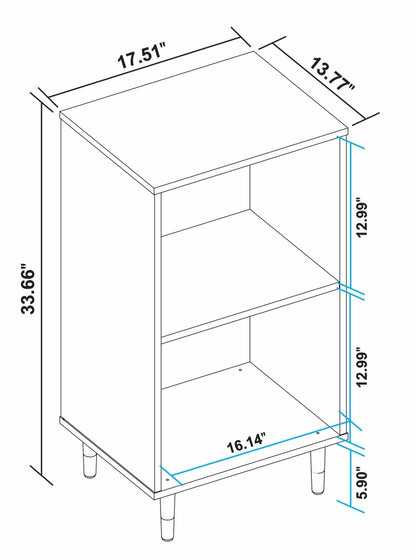 Manhattan Comfort Essex Nightstand with 2 Shelves - Blanc &amp; Zebra|Table de nuit Essex de Manhattan Comfort avec 2 tablettes - blanche et motif zébré