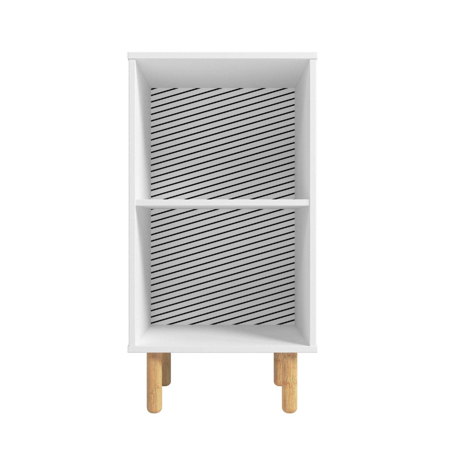 Manhattan Comfort Essex Nightstand with 2 Shelves - Blanc &amp; Zebra|Table de nuit Essex de Manhattan Comfort avec 2 tablettes - blanche et motif zébré