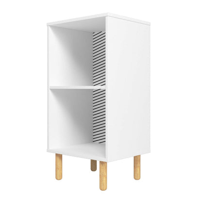 Manhattan Comfort Essex Nightstand with 2 Shelves - Blanc &amp; Zebra|Table de nuit Essex de Manhattan Comfort avec 2 tablettes - blanche et motif zébré