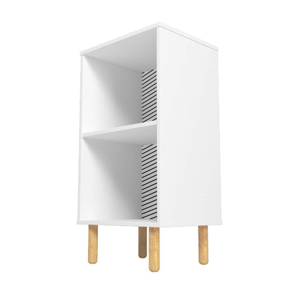 Manhattan Comfort Essex Nightstand with 2 Shelves - Blanc &amp; Zebra|Table de nuit Essex de Manhattan Comfort avec 2 tablettes - blanche et motif zébré