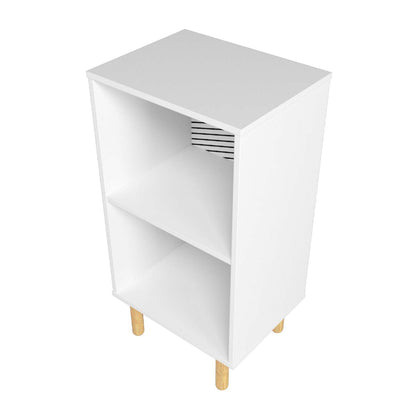 Manhattan Comfort Essex Nightstand with 2 Shelves - Blanc &amp; Zebra|Table de nuit Essex de Manhattan Comfort avec 2 tablettes - blanche et motif zébré