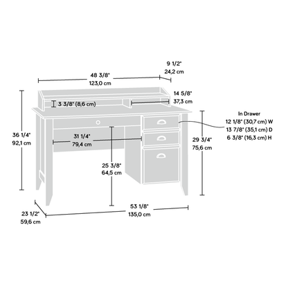 Shoal 53.15 Creek Office Desk with 3-Drawers &amp; Cubbyholes - Dark Brown|Bureau Shoal Creek de 53,15 po à 3 tiroirs avec compartiments ouverts - brun foncé