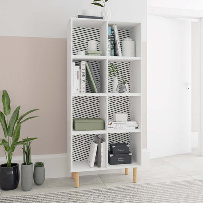 Manhattan Comfort Essex 60.23 Bibliothèque double avec 8 étagères - Blanc &amp; Zèbre|Bibliothèque double Essex de Manhattan Comfort de 60,23 po avec 8 tablettes - blanche et motif zébré