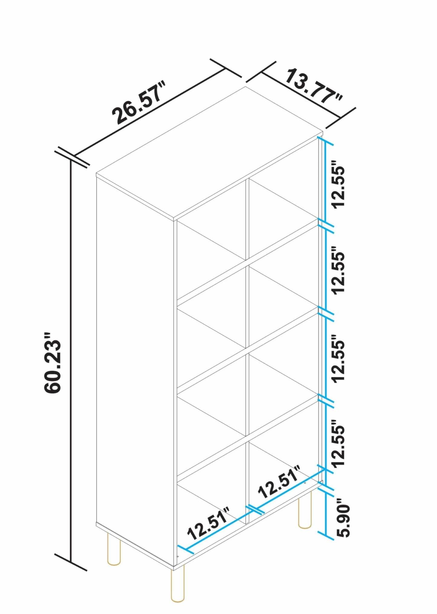 Manhattan Comfort Essex 60.23 Bibliothèque double avec 8 étagères - Blanc &amp; Zèbre|Bibliothèque double Essex de Manhattan Comfort de 60,23 po avec 8 tablettes - blanche et motif zébré