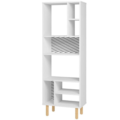 Bibliothèque décorative Essex de Manhattan Comfort de 60,23 po avec 8 tablettes cubiques - blanche et motif zébré