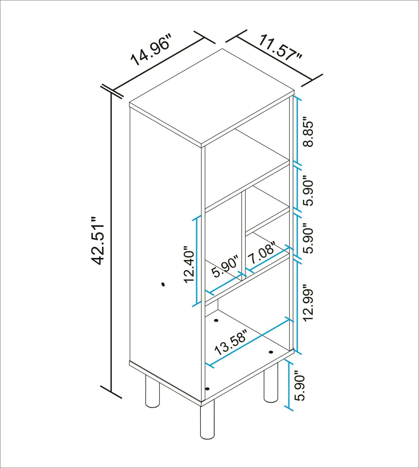 Bibliothèque Essex de Manhattan Comfort de 42,51 po avec 5 tablettes - blanche et motif zébré