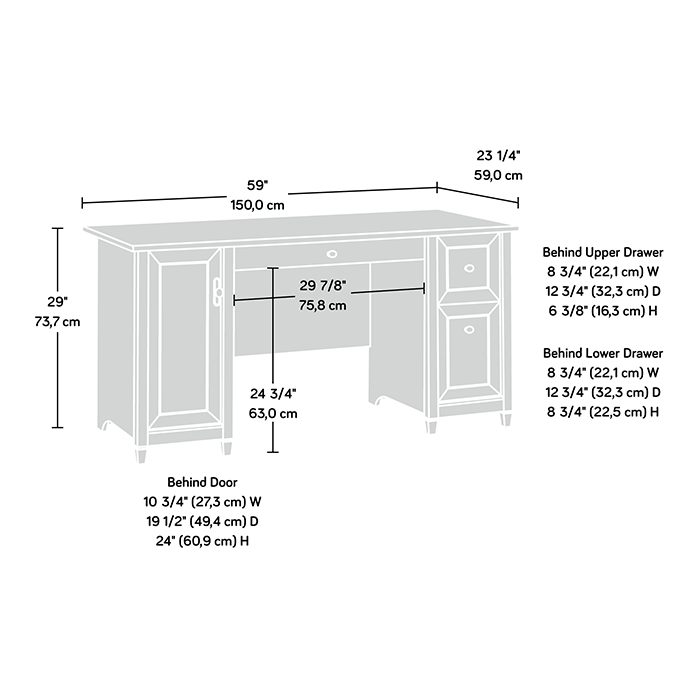 Bureau d'ordinateur Edge Water 59.06 - Châtaignier blanchi